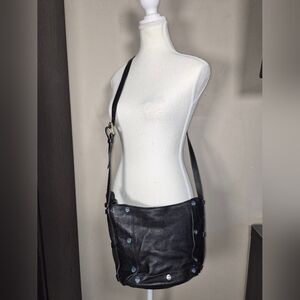 Aimee Kestenberg Real Genuine Leather Black Leather Purse Medium Crossbody Bag